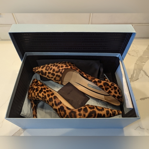 Prada sz EU 40~US 10 Leopard Print Calf Hair Pumps - Picture 14 of 15